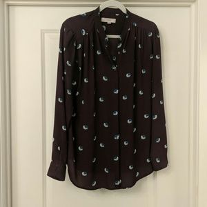 Large purple loft blouse with floral print